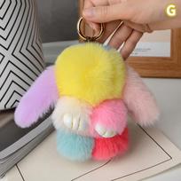 1PC 15cm Rabbit Keychain Ring Fluffy Real Fur Pompon Bunny Trinket Key Chain Charm Cute Key Ring On Bag Car Key Pendant