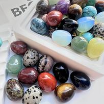 10 vnt. Natūralaus krištolo sėkmės kiaušinis, Tigro akis/Opalas/Rožinis kvarcas/Obsidianas Sezoninis dekoratyvinis kiaušinis, Rankų darbo Random Colors