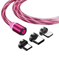 Kabel Magnetyczny Led Świecący Do Iphone Micro Usb Typ-C 200Cm Kb31_Czerwony