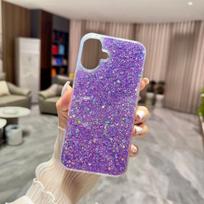 Glitter Sequin Resin Soft Case for iPhone 12/13/14/15ProMax/16Plus iPhone 11 Pro Max violetinė