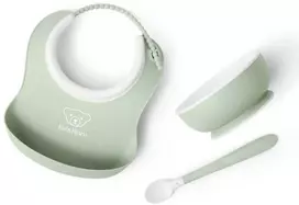 BabyBjorn Baby Feeding Set - komplektas do karmienia, 3 vnt. | Powder Žalias