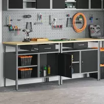Darbastalio komplektas 2 pcs Juoda ir pilka 200 x 55 x 85 cm