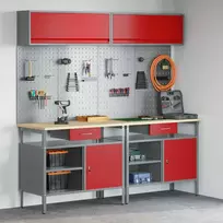 Darbastalio komplektas su stalčių 8 pcs Raudona ir pilka