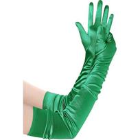 Meier 1920s adult long opera party satin tea party gloves tamsiai žalia spalva