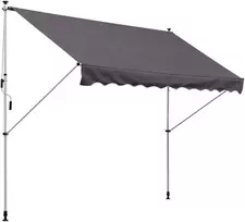 Outsunny markizė, ištraukiama markizė su alkūne, apsauga nuo saulės, sulankstoma svirtis, rankinis valdymas, balkono markizė, aliuminis, pilka, 300 x 150 cm