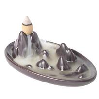Ceramic Backflow Incense Burner Mountain Stream Design Smoke Waterfall Incense Holder for Home Office Meditation and Relaxation Use One Size juoda