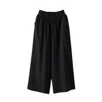 Wide Leg Loose Fit Culottes for Women Elastic Waist Casual Cropped Palazzo Pants Lightweight Flowing Trousers L juoda