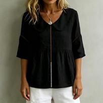 Loose Fit Casual Elegant Solid Color Shirt T Shirt Top for Women Comfortable Lightweight Long Sleeve Design Suitable for Daily Wear L juoda