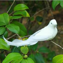 2pcs Fake Bird White Doves Artificial Foam Feathers Birds with Clip Pigeons Decoration for Wedding Christmas Home