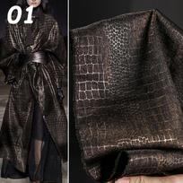 High-end Black Gold Scale Pattern Embossed Bronzing Fabric Retro Bionic Leather Texture Designer Fabric For DIY Sewing Apparel 50x150cm