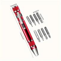 8-in-1 Multifunctional Screwdriver Set, Aluminum Alloy Precision Repair Kit, Portable & Convenient Tool for Maintenance raudona