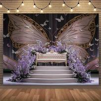 2D Floral Purple Stage Backdrop for Prom & Formal Events 47.2x31.5inch/120*80cm