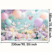 2D Macaron Color Balloon Floral Backdrop Birthday Party Background 47.2x31.5inch/120*80cm