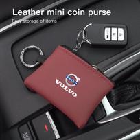 Car Key Bag Leather Coins Wallet Mini Card Pouch Decorative Gifts For Volvo SC60 V60 C30 T6 190h R XC S60 XC60 XC40 V70 XC90 V40 raudona
