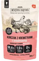 WIEJSKA ZAGRODA vištiena su krevetėmis ir valerijonu – Šlapias kačių maistas – 100g