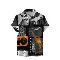 European and American Summer Extended sizes Hong Kong Man's Shirt 3D Digital Printing Casual Short-sleeved Shirt Man's Clothing 5XL