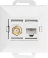 Gniazdo Baltas F tipo ir RJ45 lizdas Cat6