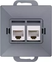 Gniazdo Antracito spalvos dviguba RJ45 Cat5 jungtis Pearl