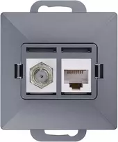 Gniazdo Antracito spalvos F tipo ir RJ45 Cat6 lizdas