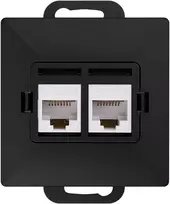 Gniazdo Dviguba RJ45 Cat5 Jungtis Pearl, Juoda