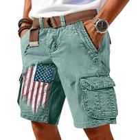 Men Casual Cargo Shorts with Multiple Pockets Relaxed Fit Printed Design Cotton Fabric for Outdoor Activities L armijos žalia spalva