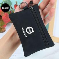 Suede Portable Car Key Bag Zipper Wallet Card Coins Pouchs For Volvo XC60 XC40 XC90 S90 V60 S60 V90 C40 Polestar 1 Polestar 2 juoda