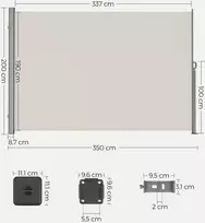 Ištraukiama šoninė markizė 200 x 350 cm
