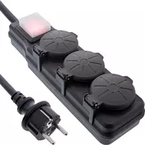 Lauko kištukinių lizdų juosta „m_Rittal InLine®“, 3 padėčių apsauginis kontaktas, IP44, su jungikliu, 10 m