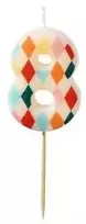 Party Deco PartyDeco gimtadienio žvakė Nr. 8, rombo formos, 55 cm, mišinio spalva 67363