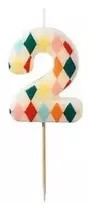 Party Deco PartyDeco gimtadienio žvakė Nr. 2, rombo formos, 55 cm, mišinio spalva 67127