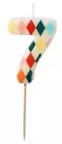 Party Deco PartyDeco gimtadienio žvakė Nr. 7, rombo formos, 55 cm, mišinio spalva 67325