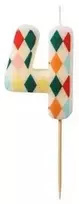 Party Deco PartyDeco gimtadienio žvakė Nr. 4, rombo formos, 55 cm, mišinio spalva 67202
