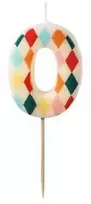 Party Deco PartyDeco gimtadienio žvakė Nr. 0 rombo formos, 55 cm, mišinio spalva 67042