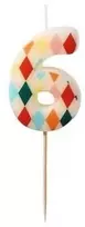 Party Deco PartyDeco gimtadienio žvakė Nr. 6, rombo formos, 55 cm, mišinio spalva 67288