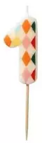Party Deco PartyDeco gimtadienio žvakė Nr. 1, rombo formos, 55 cm, mišinio spalva 67080
