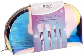Killys Holo Makeup rinkinys iš 4 makiažo šepetėlių kosmetinėje