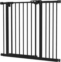 PawHut apsauga durims ir laiptams šunims, užtvaras, 74-80/87-94 cm, naminių gyvūnų apsauga, apsauginės grotelės šunims, įskaitant skirtingus prailginimus, apsauginės grotelės be gręžimo, metalas, plastikas, juoda