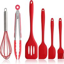 Silicone Kitchen Utensils Set - Non-Stick and Heat Resistant - Including Kitchen Tongs, Spatula, Pastry Brush, Oil Brush, Balloon Whisk, Tools for Bak