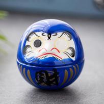 Cartoon Daruma Doll Ceramic Lucky Cat Ornament Gifts Tumbler Lucky Cat Decoration  Home Decor mėlyna
