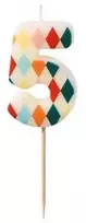 Party Deco PartyDeco gimtadienio žvakė Nr. 5, rombo formos, 55 cm, mišinio spalva 67240
