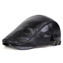 Vyriškos Retro 1985 PU Odos Newsboy Kepurės Britų Dažytojų Kepurės Pavasaris Ruduo Šoninė Reguliuojama Plokščia Kepurė Hip Hop Beretės juoda
