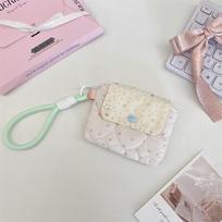 1pc Quilted Card Holder Star Patterns Portable Coin Purse Snap Closure Mini Storage Pouch Earphone Lipstick Storage
