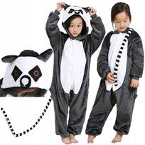Piżama Kigurumi Kostium Onesie Szary Lemur Przebranie Kombinezon Dzieci 130
