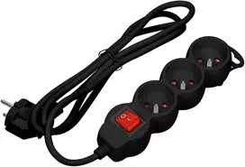 Orno Przedłużacz Prailgintuvas 3x2P+Z, ĮJUNGTA/IŠJUNGTA, 1,4m, 3x1mm², juodas