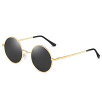 Retro Round Polarized Sunglasses Men Brand Designer Sun Glasses Vintage Women Alloy Metal Frame Black Lens Eyewear Driving UV400 auksas