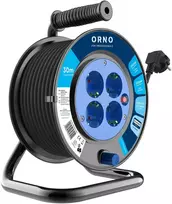 Orno Przedłużacz Ilgintuvo ritė, 4 lizdai 2P+Z (schuko), PVC kabelis H05VV-F 3x1,5mm2, ilgis - 30m, šiluminė apsauga, srovės kelio sklendės