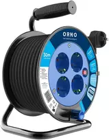 Orno Przedłużacz Prailginimo laido ritė, 4 lizdai 2P+Z, PVC kabelis H05VV-F 3x1.0mm2, ilgis 30m, šiluminė apsauga, srovės nukreipimo sklendės, Schuko