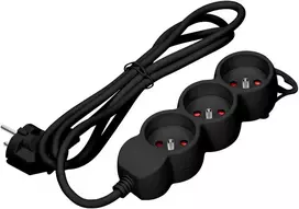 Orno Przedłużacz Prailgintuvas 3x2P+Z, 1,4m, 3x1mm², juodas