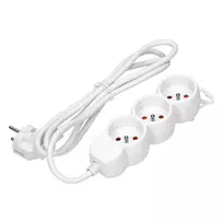 Orno Przedłużacz 3 krypčių prailgintuvas 2P+Z, 3m H05VV-F 3x1.5mm2, Imax=16A, plokščias kištukas, baltas