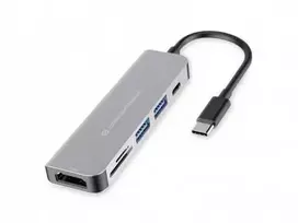 Šakotuvas Carruzzo Conceptronic DONN02G knyginių kompiuterių dokas / jungčių replikatorius USB 3.2 Gen 1 (3.1 Gen 1) Type-C Aliuminis